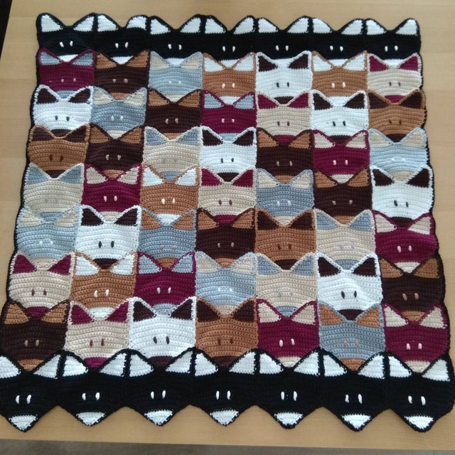 Crochet Baby Blanket Pattern Pink Cats Blanket Pattern Cat Etsy
