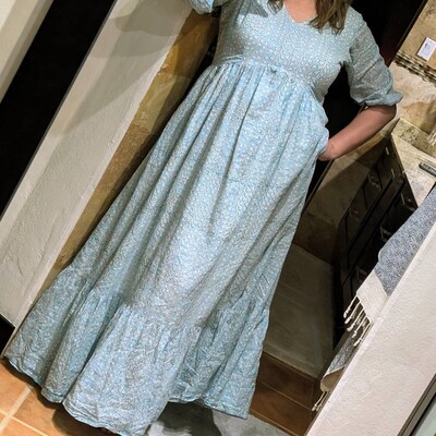 Maroon Linen Dress With Big Buttons