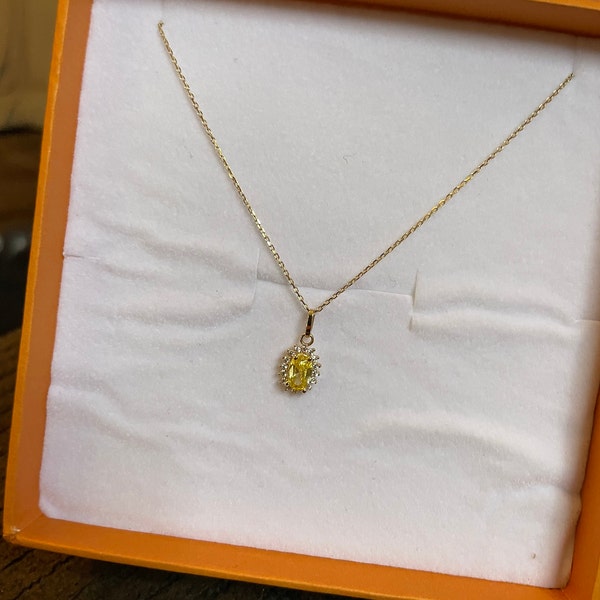 14k Yellow Gold 17 inch Necklace with Round Citrine main image 1