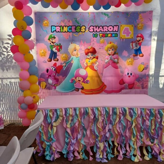 Super Mario Prinzessin Pfirsich Hintergrund – 2,1 X 1,5 M, Für Geburtstagsfeiern & Fotoshootings