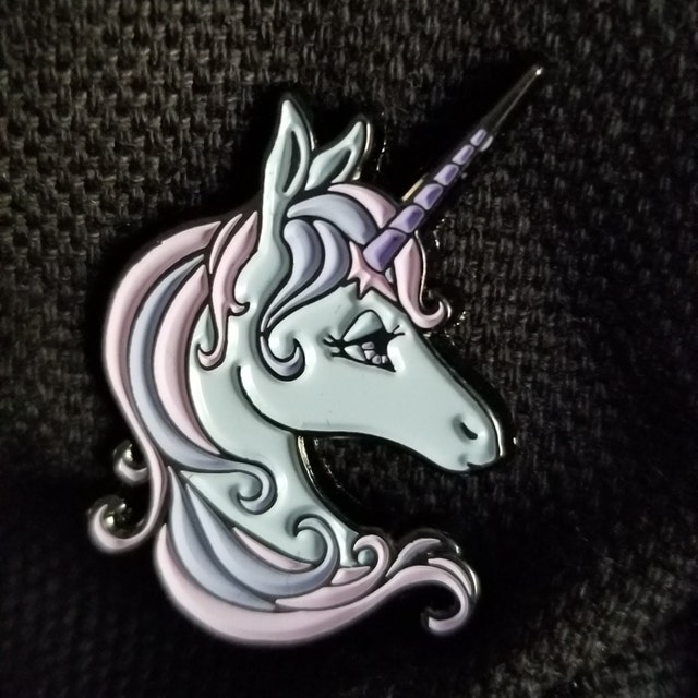 I Am Magical Enamel Black Glitter Unicorn Round Pin By Bored Inc