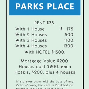 DIGITAL DOWNLOAD Original Monopoly Property Printable Artwork File ...