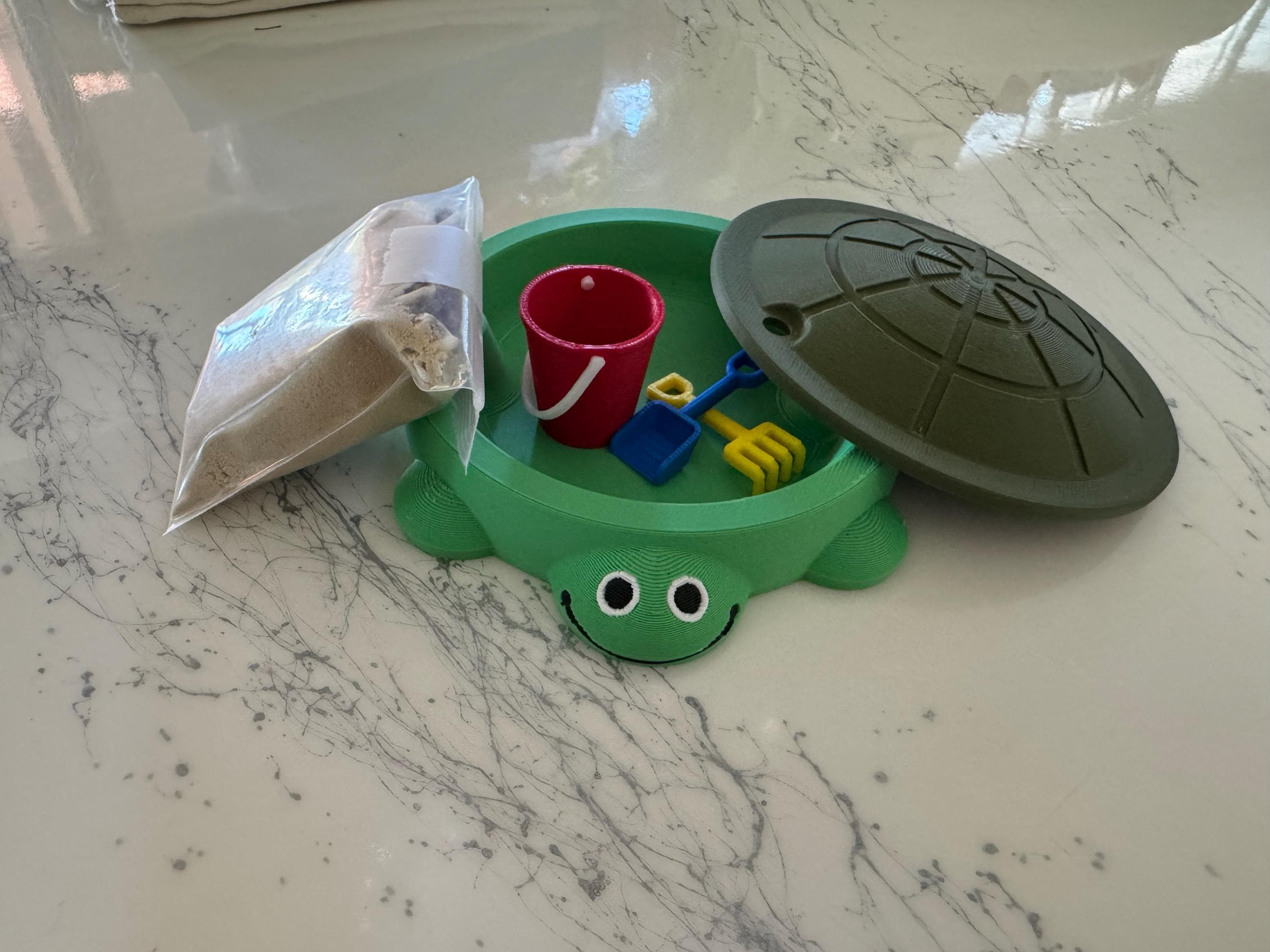 Mini Turtle Sandbox with Sand & Mini Tools - Sensory Zen Garden, 90s Nostalgia, 90s Toys, Office Decor, 4.5&quot; Small Size