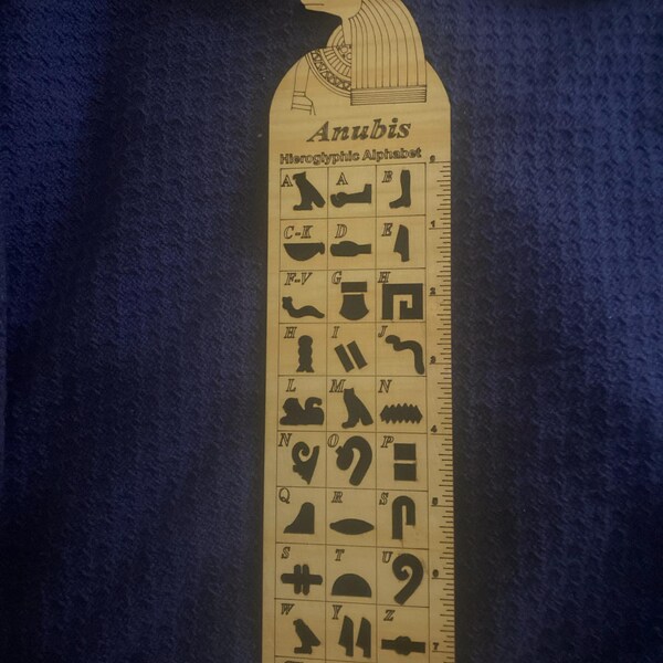 Wooden Hieroglyphic Stencil Ruler - Egyptian God Anubis - Egyptian ...