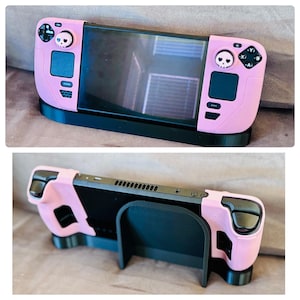 Custom Valve Steam Deck Stand/Dock with Stray Game Logo Inlay - Compatible with Standard and OLED Steam Decks