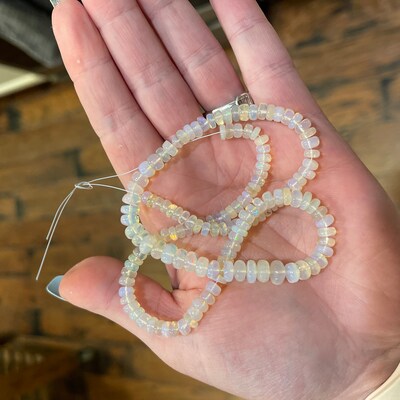 Perline Rondelle Di Opale Etiope Rosa Lisce, Pietre Preziose Fuoco Da 4-5 Mm, Filza Da 18 Pollici Per Creazione Gioielli, 51 Carati - 2