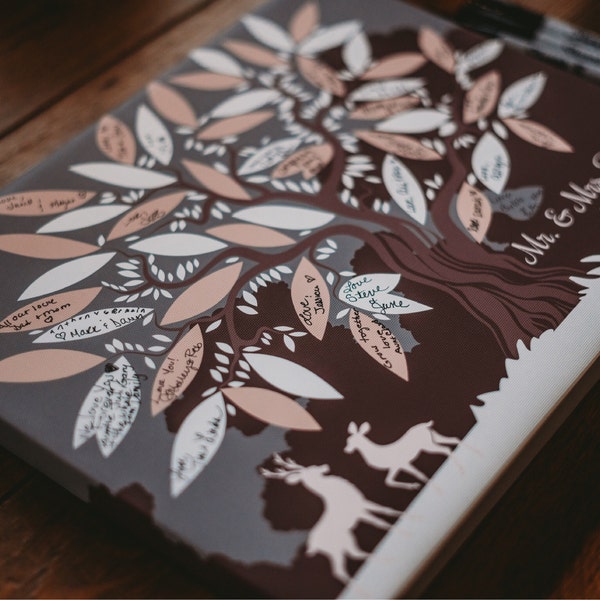 Wedding Guest Book Tree, Wedding Guest Book Alternative Canvas, Rustic ...