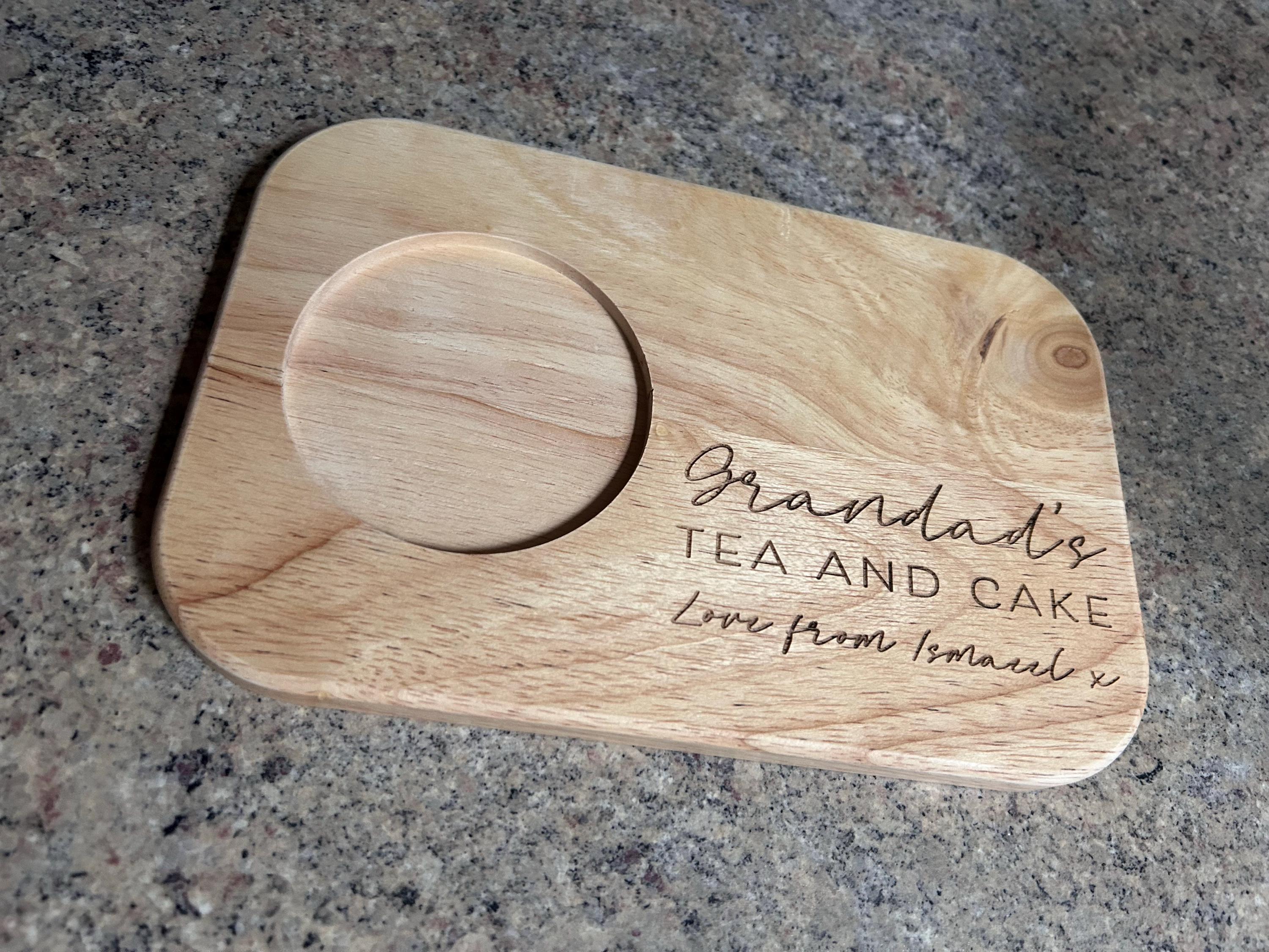 Personalized Custom Engraved Wooden Tea & Biscuit Board Serving Board Novelty Gift Birthday Valentines Housewarming Wedding Christmas