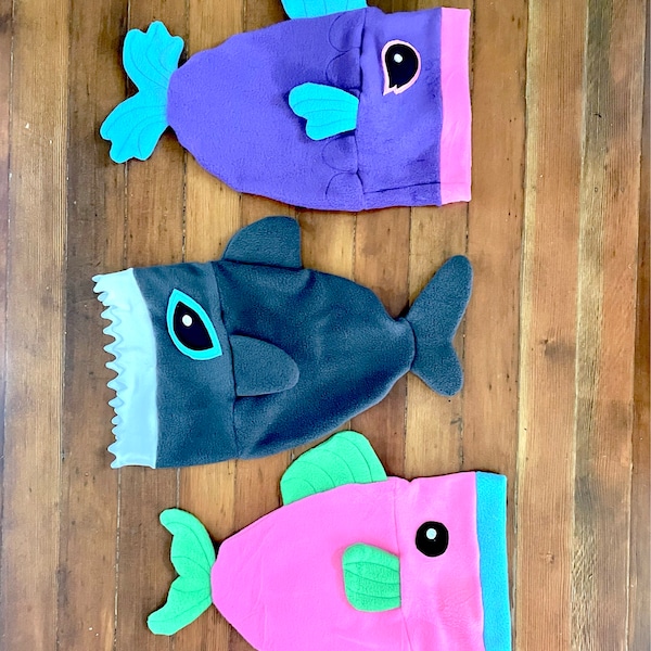 Slouchy Fleece Fish Hat Sewing Pattern .pdf Goldfish Shark Betta Koi ...