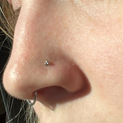 Ultra Tiny 2mm TRI-BEAD Nose Ring Threadless Nose Stud Dainty Nose ...