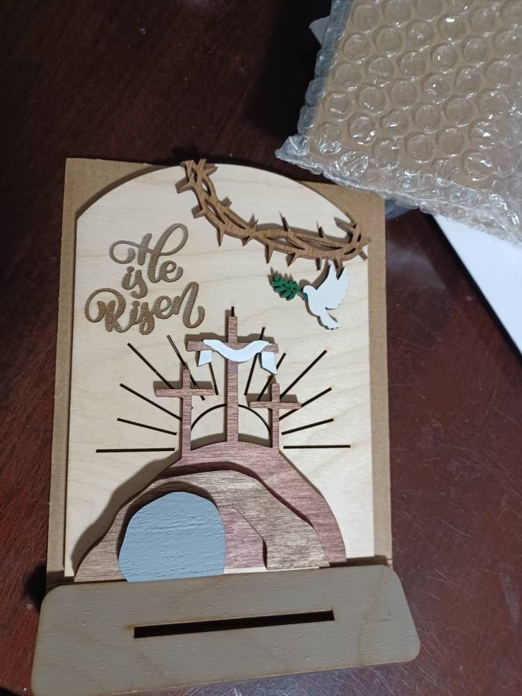 Empty Tomb &quot; He is Risen&quot; Religious Decor, Christian Easter Tomb, He is Risen, Resurrection Cross, Religious Display, Easter Empty Tomb