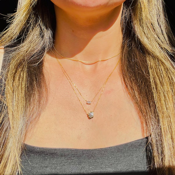 Medium Floating 18K Gold Diamond Necklace main image 1