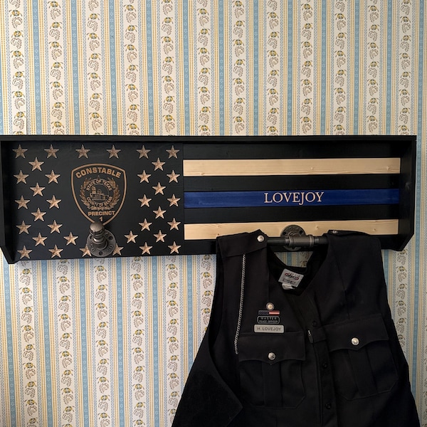 Police Gear Rack - Thin Blue Line Gear Rack - Police Officer Gift ...