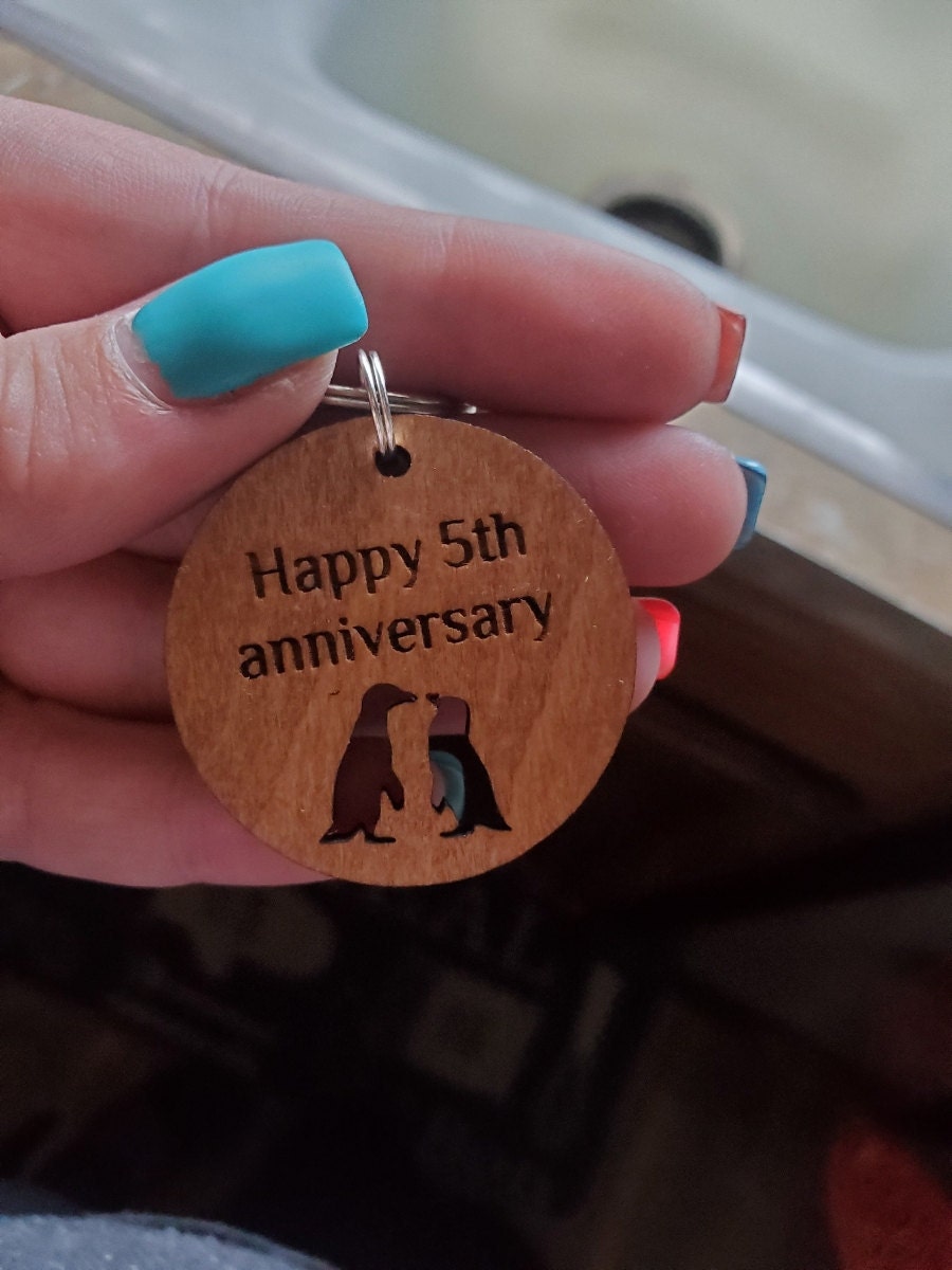 Valentine&#39;s Wooden Keyring Gift, Valentines Gift, Personalised Valentines Gift, You&#39;re My Penguin, Valentine Gift For Him Her, Penguin Lover