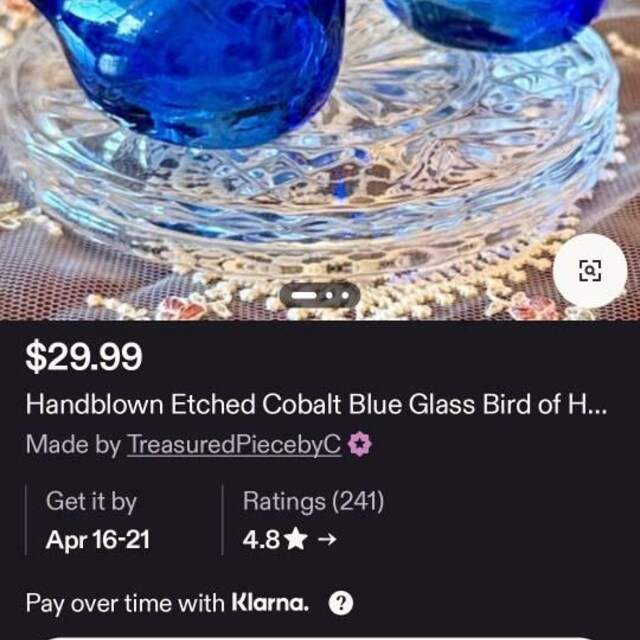 Handblown Etched Cobalt Blue Glass Bird of Happiness - Set of 2 - Etsy