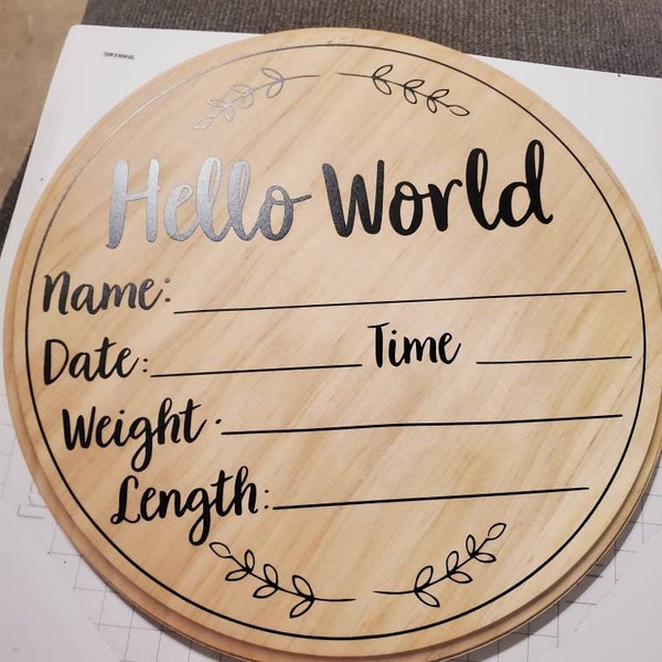 Birth Announcement SVG, Hello World SVG Sign, Newborn Stats Sign PNG ...