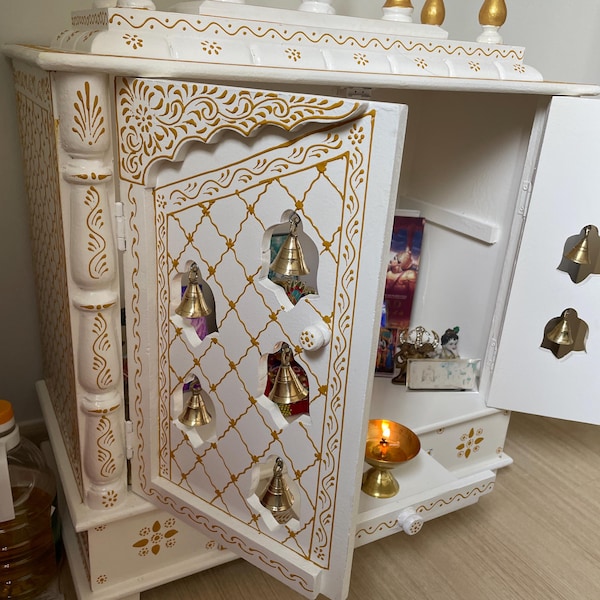 Maa Durga Gold-Plated Mini Mandir with Yantra, Mantra & Charan | Spiritual Gift & Home main image 0