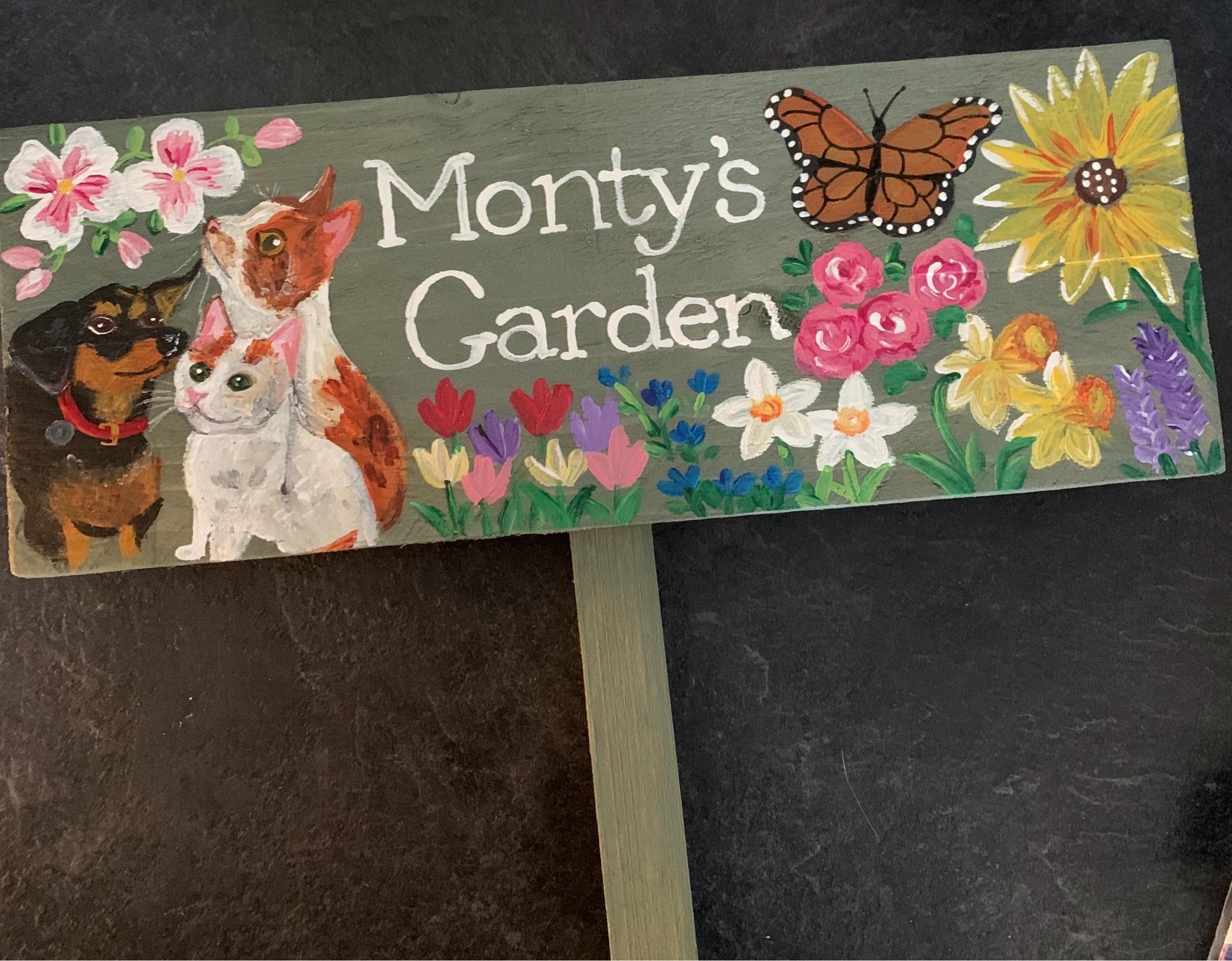 Personalised Wild Flowers Butterflies, Garden Plaque, Planter Sign, Allotment Sign,  Gardeners Gift, In Memory, Mum’s Garden, Plot Marker