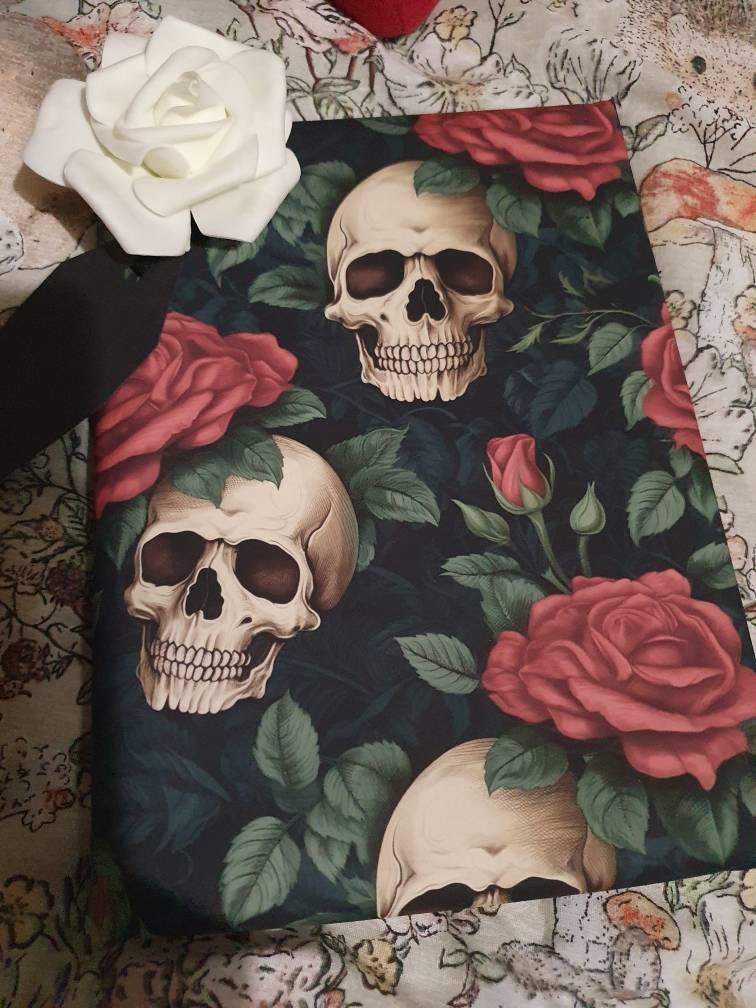 Vintage Skulls and Roses Wrapping Paper - Rich Colors - Ideal Gift