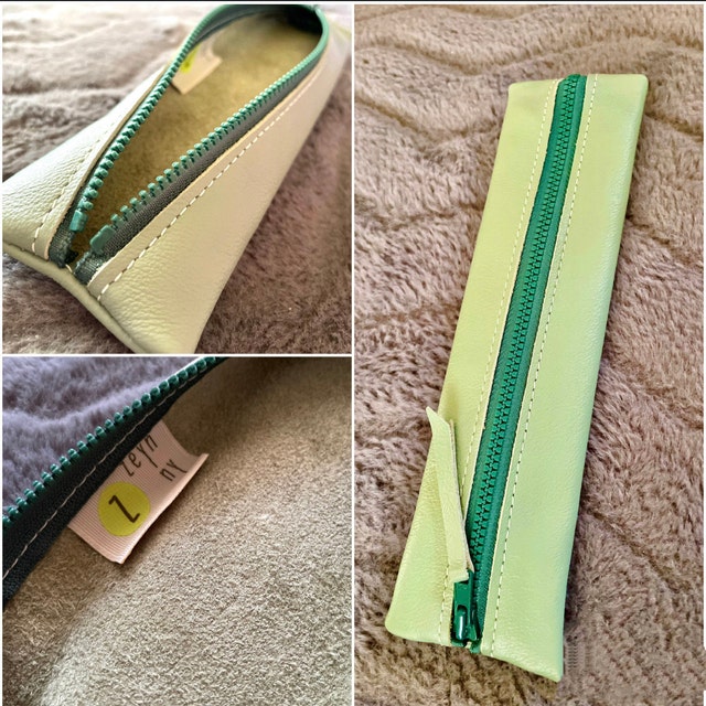  Sluxa Pencil case, Green PU leather pen case,Small pencil  bag,Pen organizer for adults.… : Clothing, Shoes & Jewelry