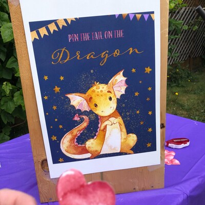 Pin the Tail on the Dragon, Printable Dragon Party Game, Pin Game ...