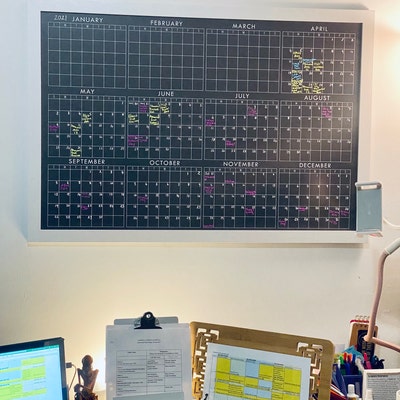 12-month Yearly Dry Erase Chalkboard Calendar 36 X 24, Reusable Large ...