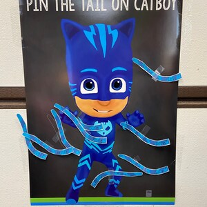 Pj Masks Pin The Tail Game Catboy Green Chalkboard Boy Pj Etsy