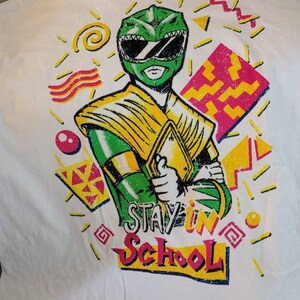 Premium Retro Power Rangers Green Ranger Stay in School Tee