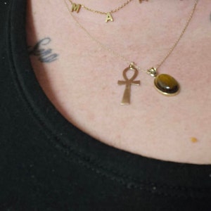 14k Yellow Gold Ankh Cross Pendant – 12x30mm Religious Faith Necklace Charm