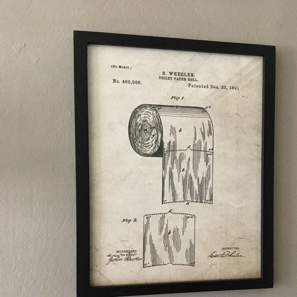 Toilet Paper Roll Patent Print Poster - 1891 - Historical Vintage Wall ...