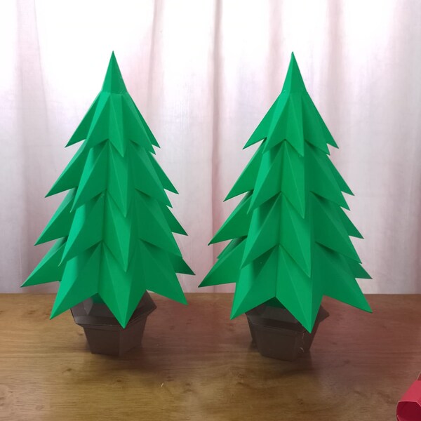 Papercraft 3D CHRISTMAS TREE in Pot NEW Year Party Decor Pepakura Low ...