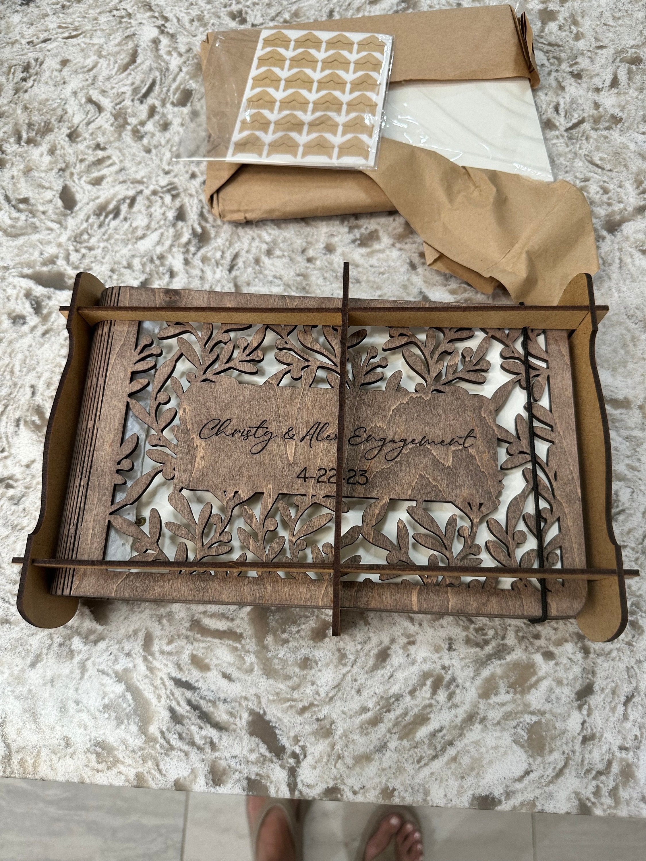 Personalized Gift, Wooden Photo Album Engraved, Scrapbook Album for Her, Custom Family Photo Album Honeymoon, Christmas Gift for Couple