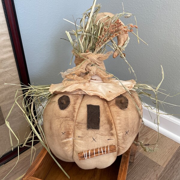 Primitive Fall Halloween Pumpkin Scarecrow Sitter 15x10 - Etsy