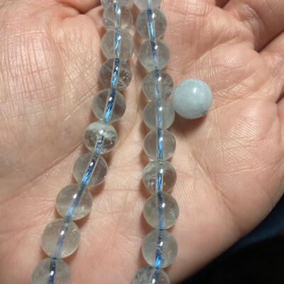 Natural Blue Aquamarine 14mm Gemstone Bead Stretch Bracelet – 7.5 Inch AAA