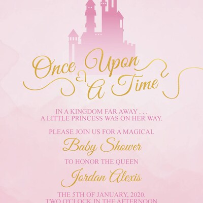 Printable Princess Baby Shower Invitation Invite/castle Glitter Gold ...