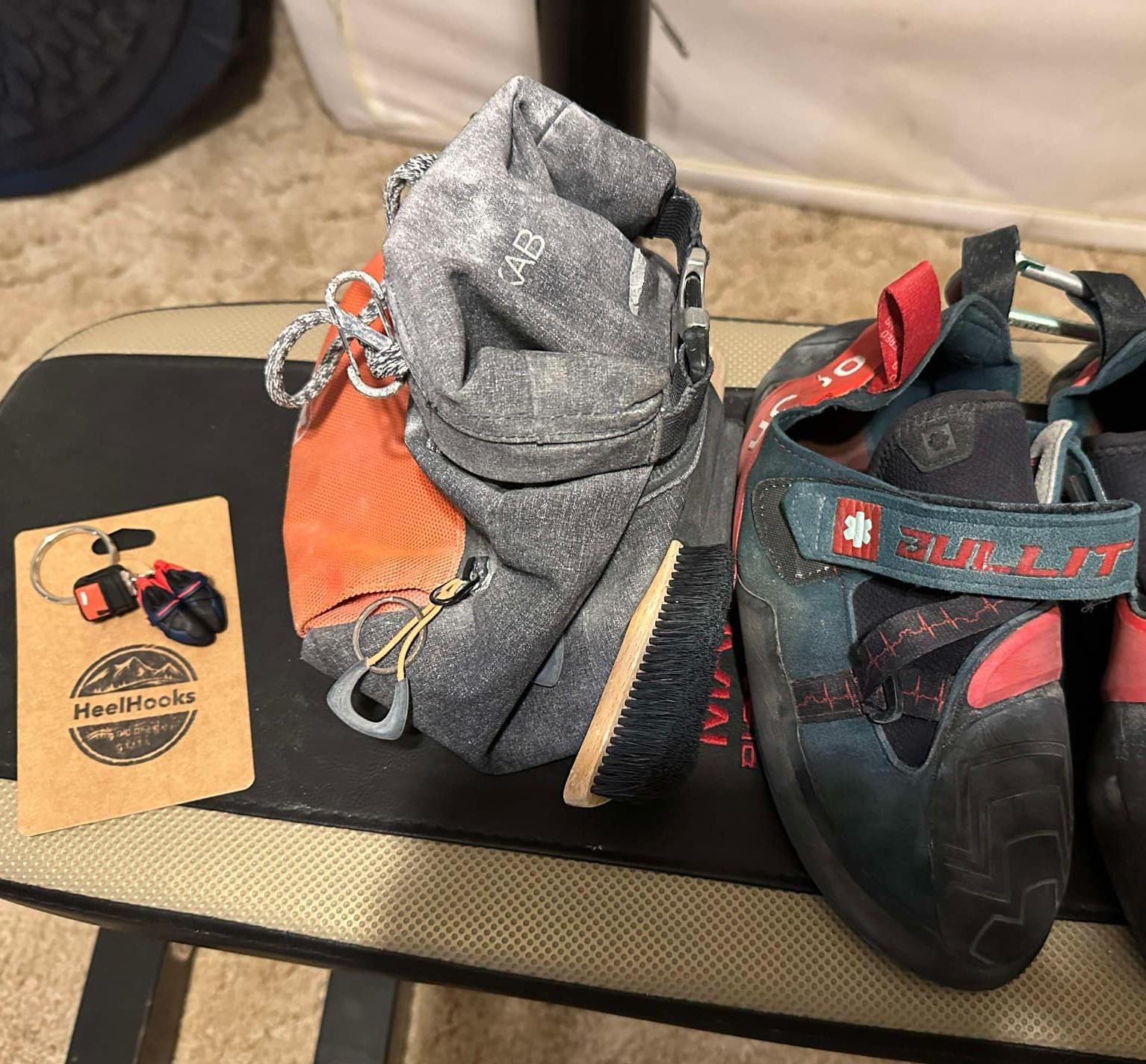 Rock Climbing Keychain Personalized Gift for Climbers Custom Climbing Shoes and Chalk Bag