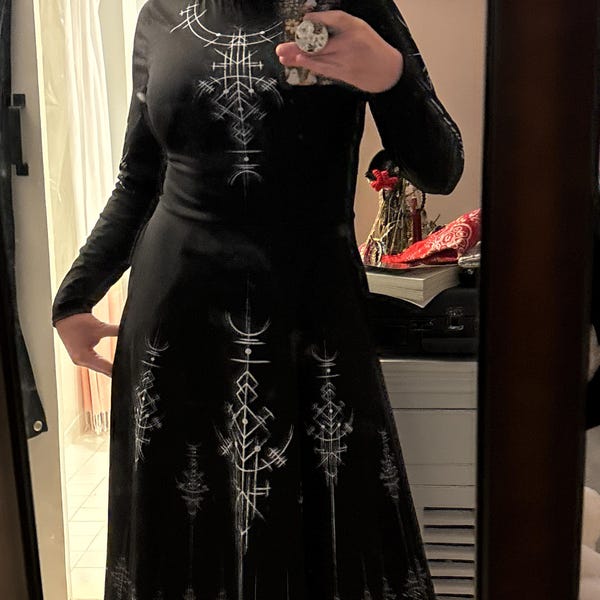 Norse Runes Dress: Long Sleeve Viking Midi Dress - Etsy