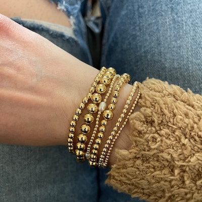 Gold Filled 3 Mm Beaded Layering Bracelet 14kt Gold Filled Beads ...