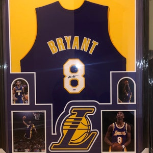 Kobe Bryant Los Angeles Lakers Deluxe Framed Autographed Yellow Swingman  Jersey with Kobe on Back - Panini Authentic