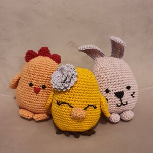 Crochet Easter Decorations: Bird, Bunny, Rooster and Chick/ Pattern ...