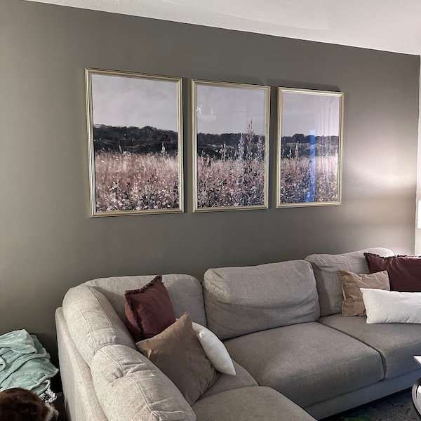 3 Piece Canvas Wall Art Set, Landscape Wall Art Wildflower Field Oil ...