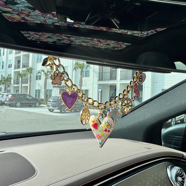 Gold Custom Car Mirror Charm | Personalized Rearview Mirror Charm ...