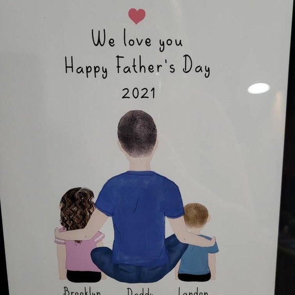 Personalized Framed Wall Art Dad and Kids, Father's Day Gift Idea ...