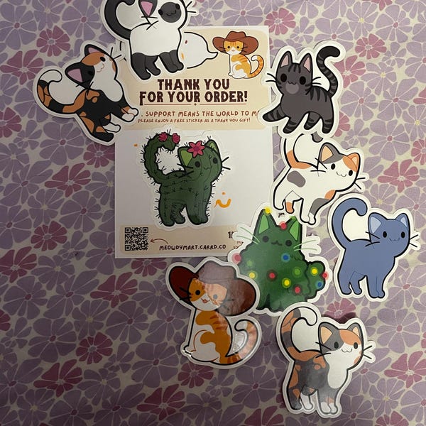 Calico Cat Sticker, Cat Breed Waterproof Sticker, Orange Black And