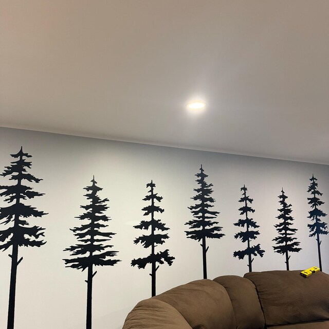 Teling 8 Adesivi Da Parete Invernali Con Fiocchi Di Neve E Foresta - Decorazioni A Tema Bosco Con Cervi E Pini, Per Cameretta E Soggiorno (Nero, Bianco, Grigio) - 5