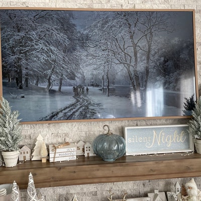 Samsung Frame Tv Art Winter Landscape Oil Painting Etsy