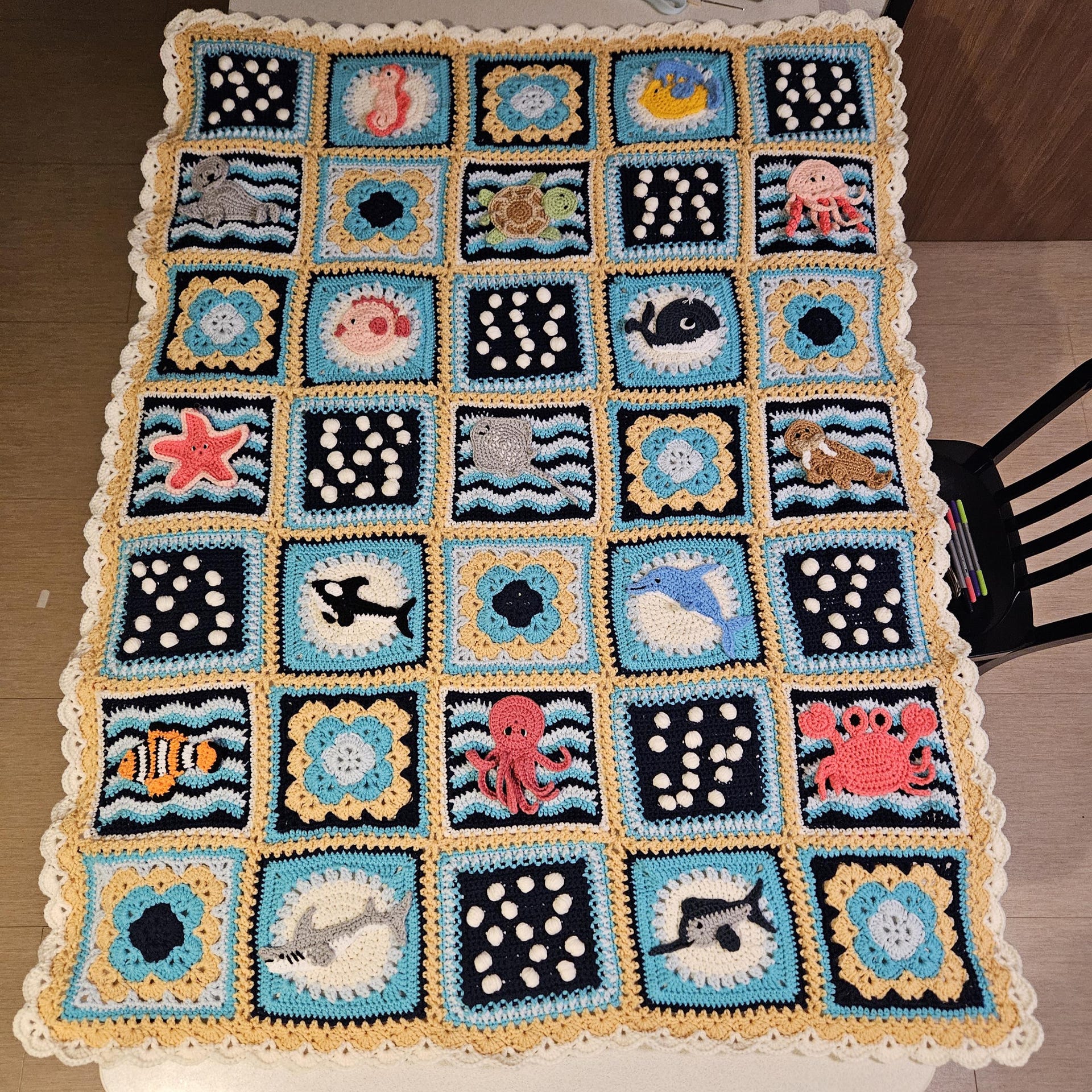 Ocean Pals blanket made by Jane