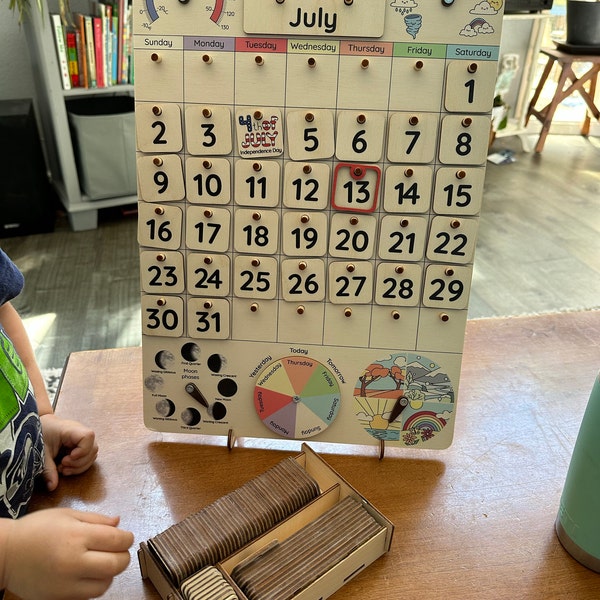 Montessori Calendar Wooden Calendar for Toddlers Gifts for Kids Wall Montessori Calendar Wooden Calendar for Toddlers Gifts for Kids Wall
