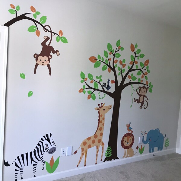 Jungle Wall Decal, Safari Wall Decal, Jungle Animals Wall Sticker ...