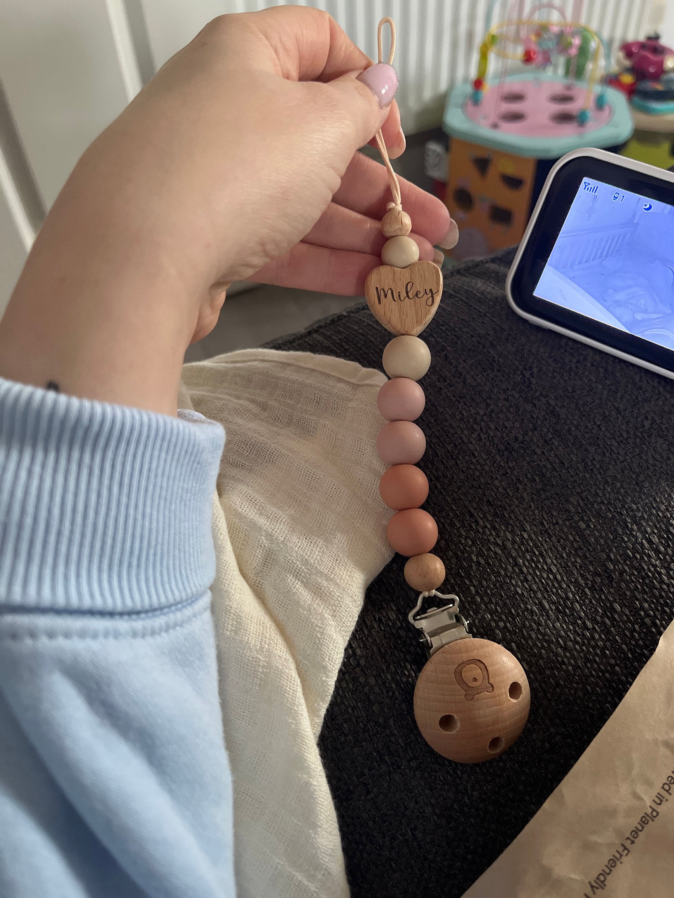JBØRN Heart Personalised Pacifier Clip | Soother Holder | Dummy Clip